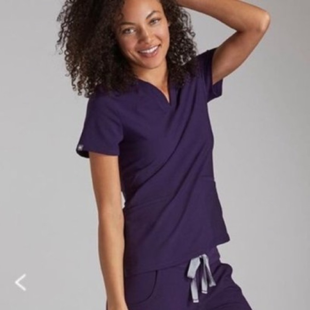 Figs Eggplant Purple Scrub Top